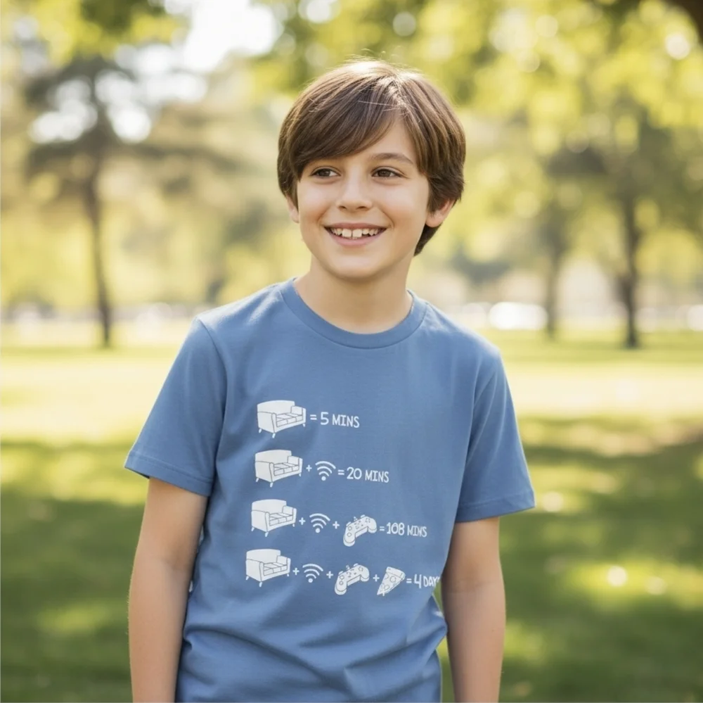 The Childrens Place Boys Blue Couch Commander Gaming Formula Graphic Tee NWT M